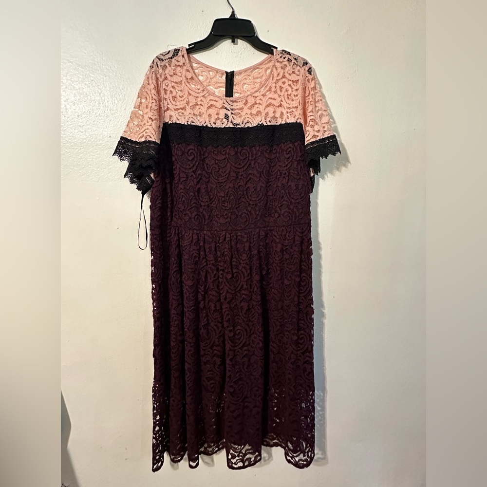 Lane Bryant Lace Midi Dress in Two-Tone Purple